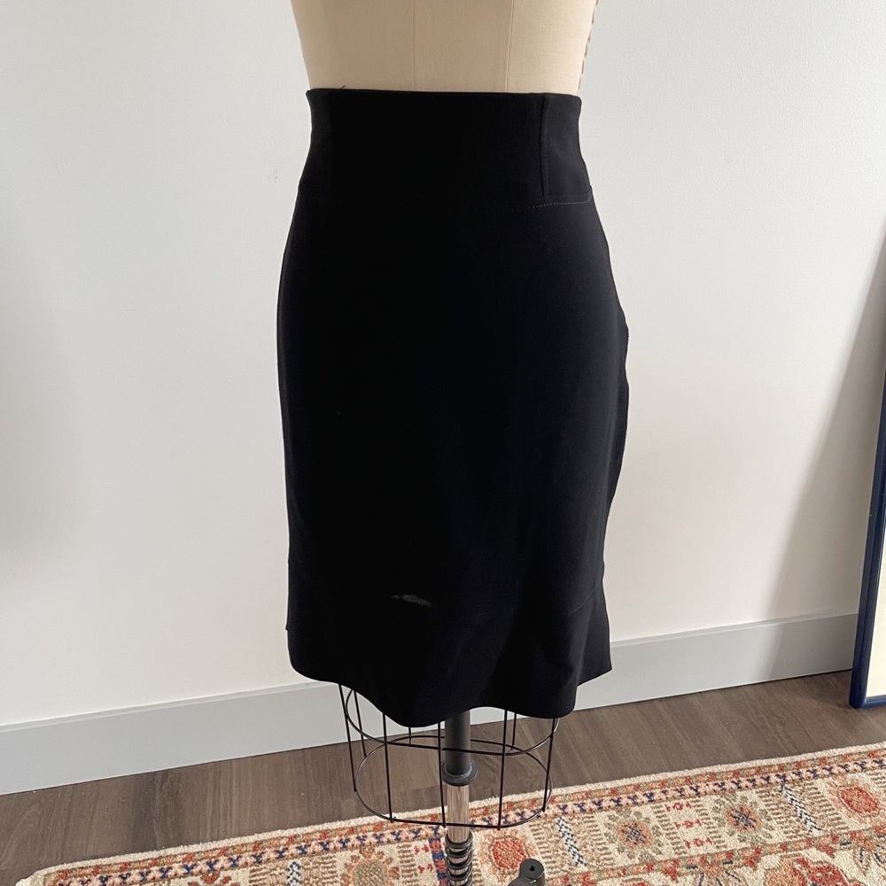 Vintage Escada Black Wool Pencil Skirt High rise M